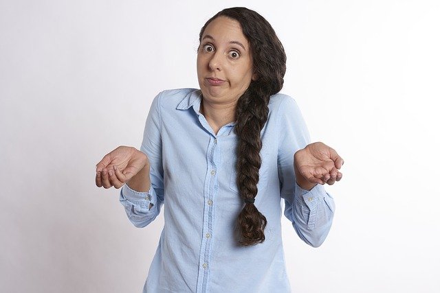 a woman with a surprised look on her face